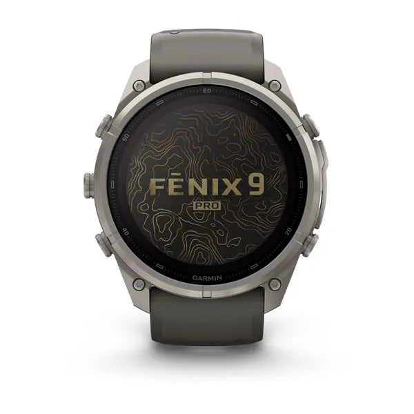 Garmin fēnix 9 Pro Solar– inReach®, 51 mm, Tytanowy z silikonowym paskiem w kolorze Pebble Gray