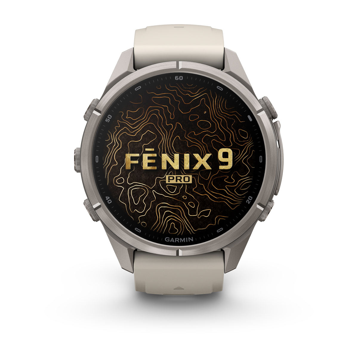 Garmin fēnix 9 Pro – inReach®, 43 mm, Tytanowy z silikonowym paskiem w kolorze Fog Gray / Dark Sandstone