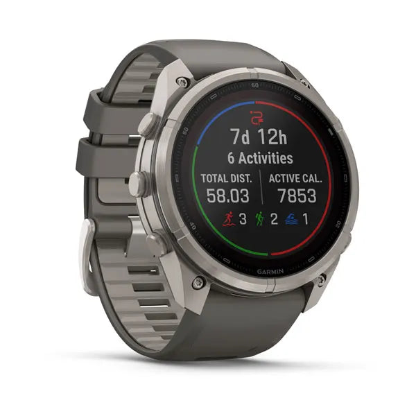 Garmin fēnix 9 Pro Solar– inReach®, 51 mm, Tytanowy z silikonowym paskiem w kolorze Pebble Gray