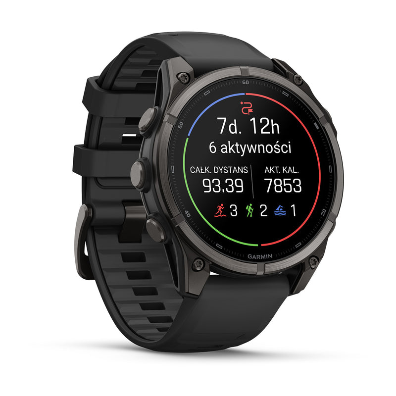 Garmin fēnix 9 – smartwatch, 51 mm, Tytanowy z silikonowym paskiem w kolorze Black