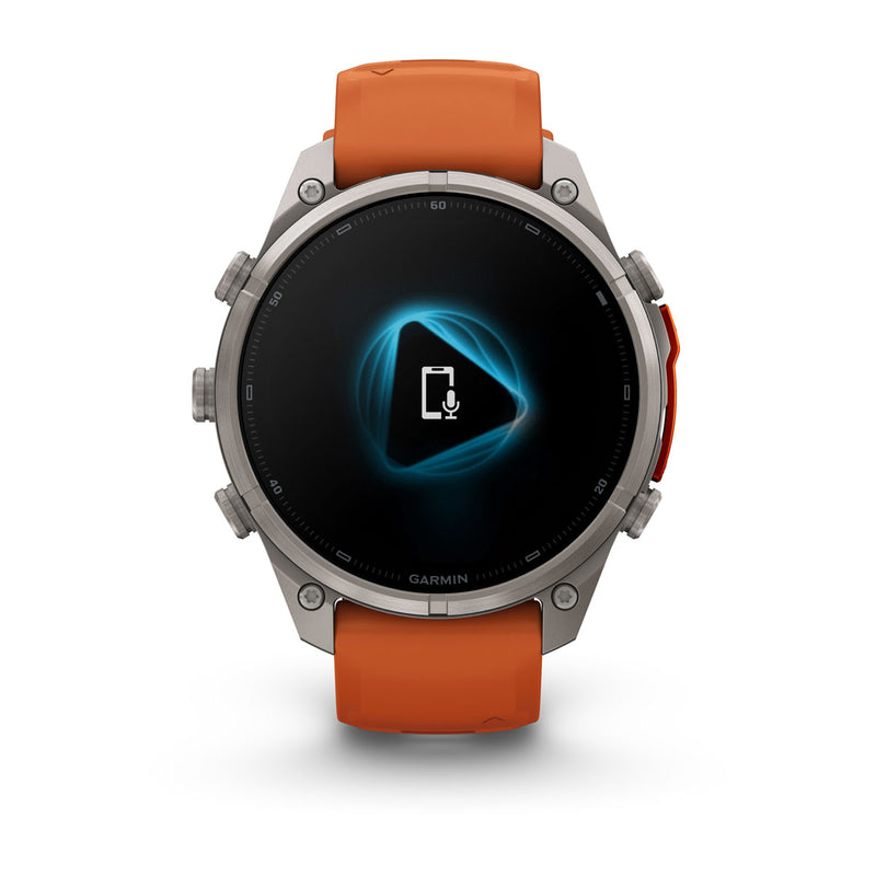 Garmin fēnix 9 Pro – inReach®, 47 mm, Tytanowy z silikonowym paskiem w kolorze Autumn Orange / Spark Orange