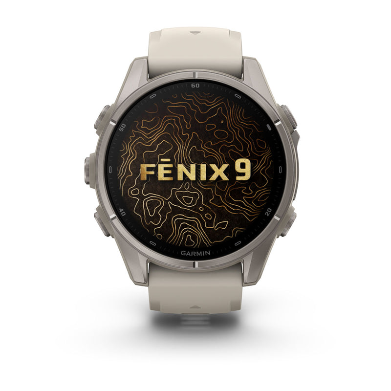 Garmin fēnix 9 – smartwatch, 43 mm, Tytanowy z silikonowym paskiem w kolorze French Gray