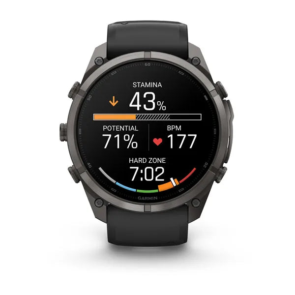 Garmin fēnix 9 Pro – smartwatch, 51 mm, Tytanowy w kolorze Carbon Gray z powłoką (DLC) z silikonowym paskiem w kolorze Black / Pebble Gray