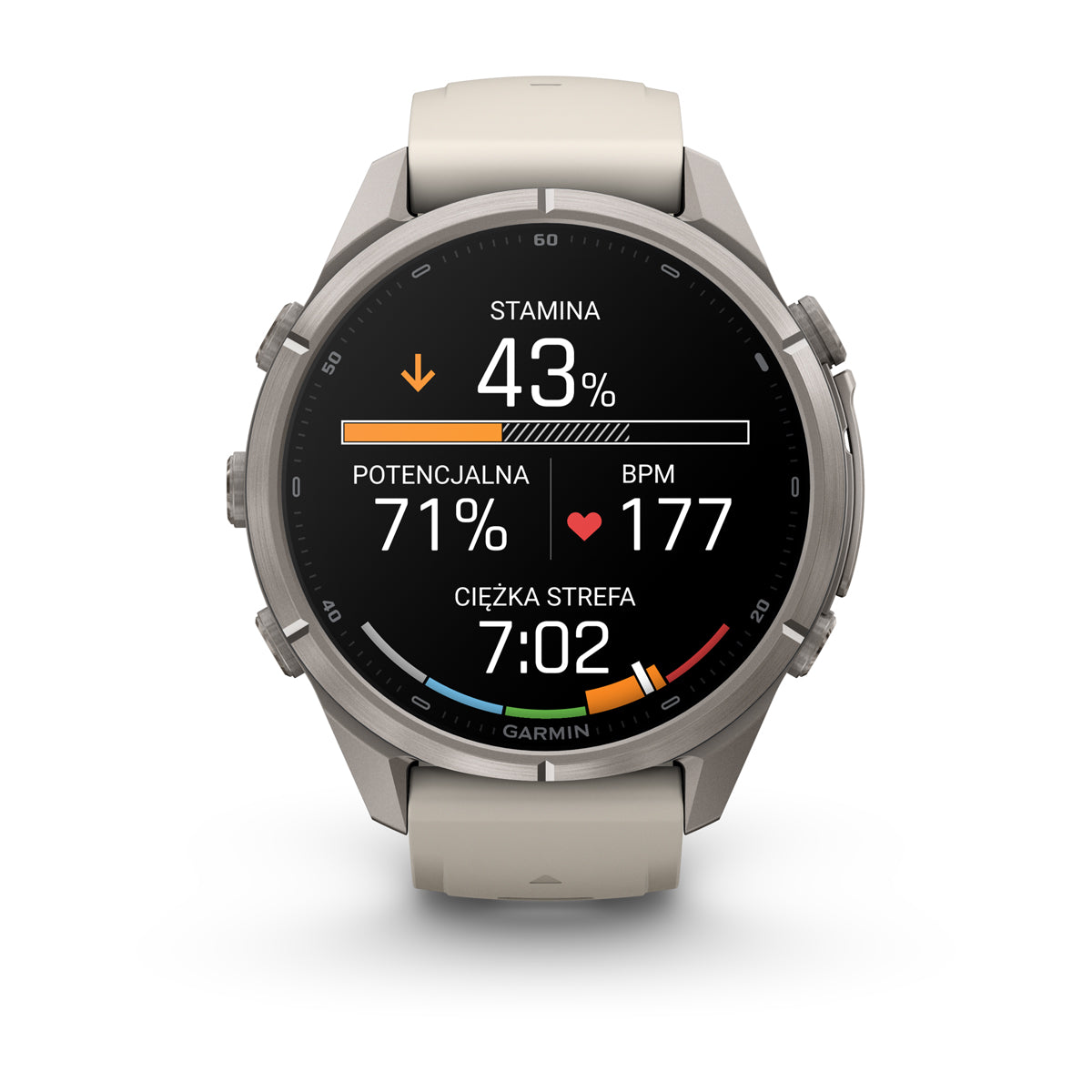 Garmin fēnix® 9 Pro – smartwatch, 43 mm, Tytanowy z silikonowym paskiem w kolorze Fog Gray / Dark Sandstone