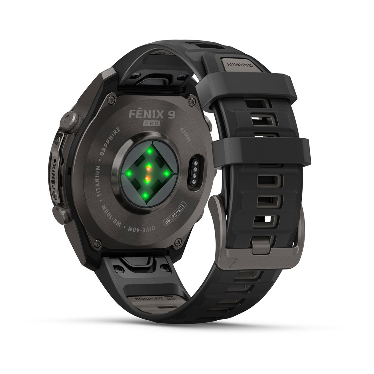 Garmin fēnix® 9 Pro – smartwatch, 47 mm, Tytanowy w kolorze Carbon Gray z powłoką (DLC) z silikonowym paskiem w kolorze Black / Pebble Gray