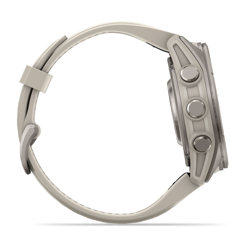 Garmin fēnix 9 – smartwatch, 43 mm, Tytanowy z silikonowym paskiem w kolorze French Gray