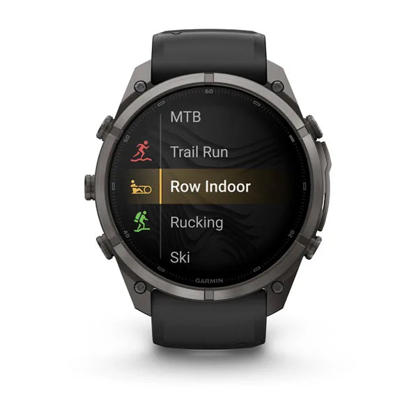 Garmin fēnix® 9 Pro – inReach®, 51 mm, Tytanowy w kolorze Carbon Gray z powłoką (DLC) z silikonowym paskiem w kolorze Black / Pebble Gray