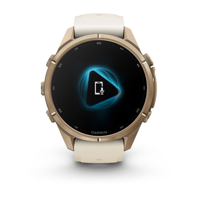 Garmin fēnix® 9 Pro – smartwatch, 43 mm, Tytanowy w kolorze Autumn Gold z silikonowym paskiem w kolorze Cream / French Gray