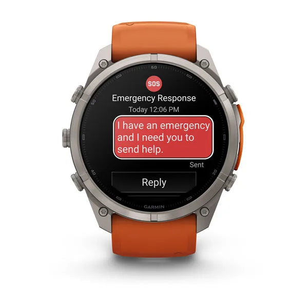 Garmin fēnix 9 Pro – inReach®, 51 mm, Tytanowy z silikonowym paskiem w kolorze Autumn Orange / Spark Orange