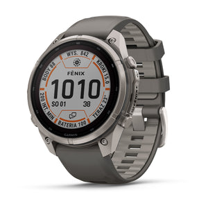 Garmin fēnix 9 Pro Solar – inReach®, 47 mm, Tytanowy z silikonowym paskiem w kolorze Pebble Gray