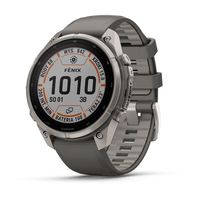 Garmin fēnix 9 Pro Solar– inReach®, 47 mm, Tytanowy z silikonowym paskiem w kolorze Pebble Gray (Kopia)