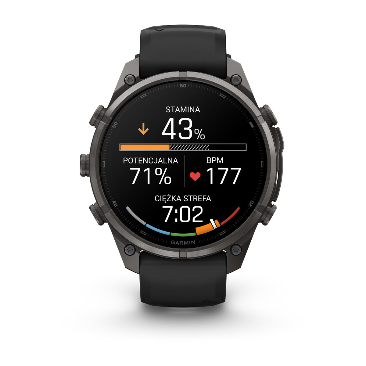 Garmin fēnix 9 Pro – inReach®, 47 mm, Tytanowy w kolorze Carbon Gray z powłoką (DLC) z silikonowym paskiem w kolorze Black / Pebble Gray