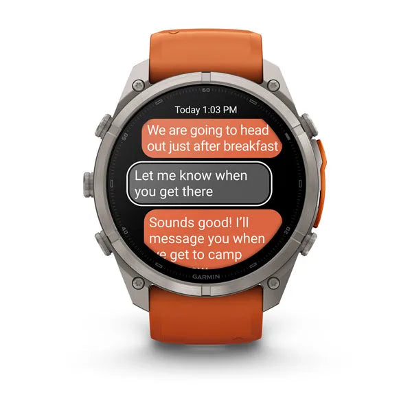 Garmin fēnix 9 Pro – inReach®, 51 mm, Tytanowy z silikonowym paskiem w kolorze Autumn Orange / Spark Orange