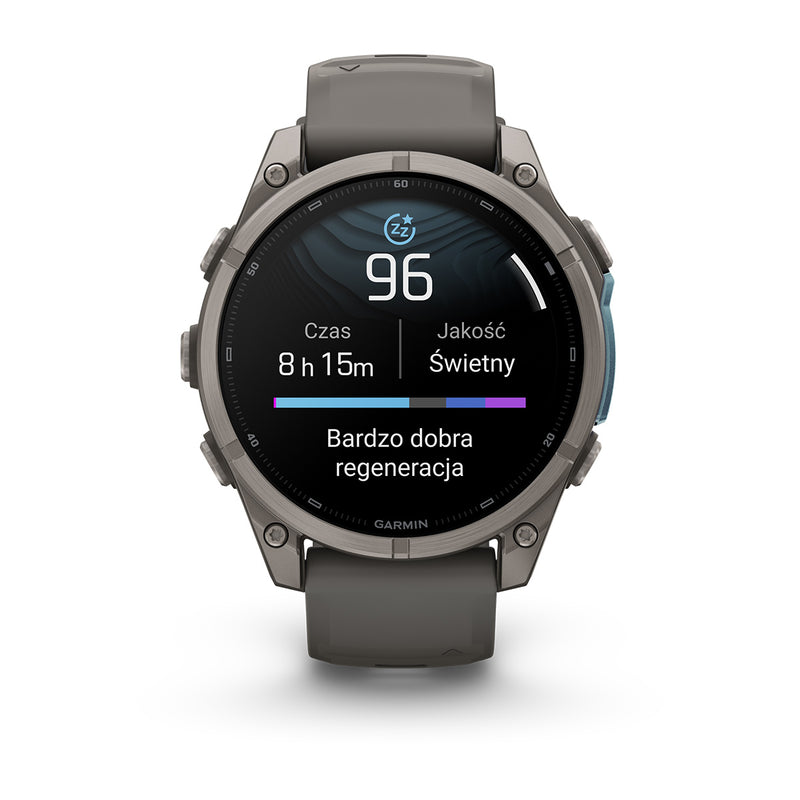 Garmin fēnix 9 – smartwatch, 47 mm, Tytanowy z silikonowym paskiem w kolorze Pebble Gray