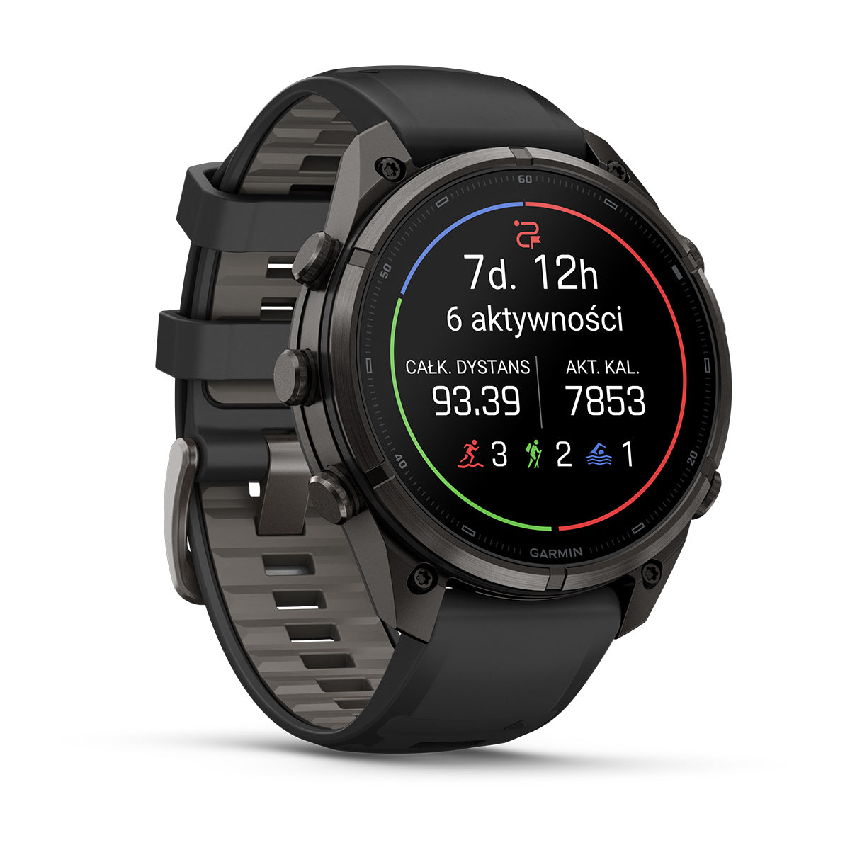 Garmin fēnix® 9 Pro – smartwatch, 47 mm, Tytanowy w kolorze Carbon Gray z powłoką (DLC) z silikonowym paskiem w kolorze Black / Pebble Gray