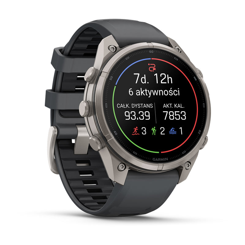 Garmin fēnix 9 Pro – inReach®, 47 mm, Tytanowy z silikonowym paskiem w kolorze Graphite / Black