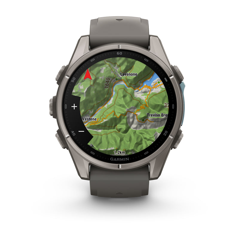 Garmin fēnix 9 – smartwatch, 43 mm, Tytanowy z silikonowym paskiem w kolorze Pebble Gray