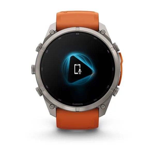 Garmin fēnix 9 Pro – inReach®, 51 mm, Tytanowy z silikonowym paskiem w kolorze Autumn Orange / Spark Orange