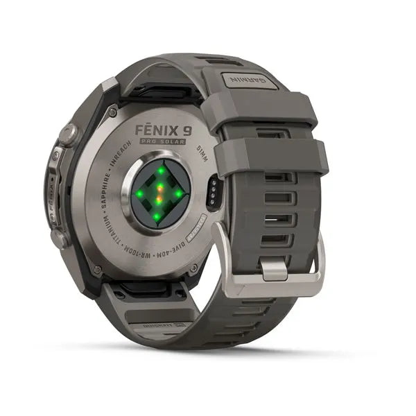 Garmin fēnix 9 Pro Solar– inReach®, 51 mm, Tytanowy z silikonowym paskiem w kolorze Pebble Gray