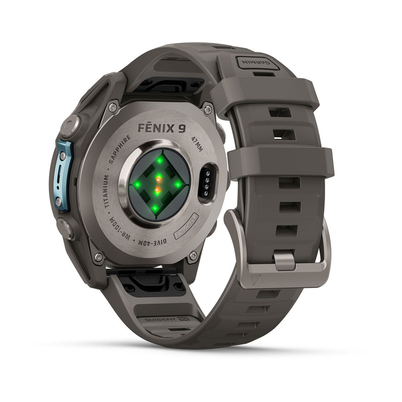 Garmin fēnix 9 – smartwatch, 51 mm, Tytanowy z silikonowym paskiem w kolorze Pebble Gray