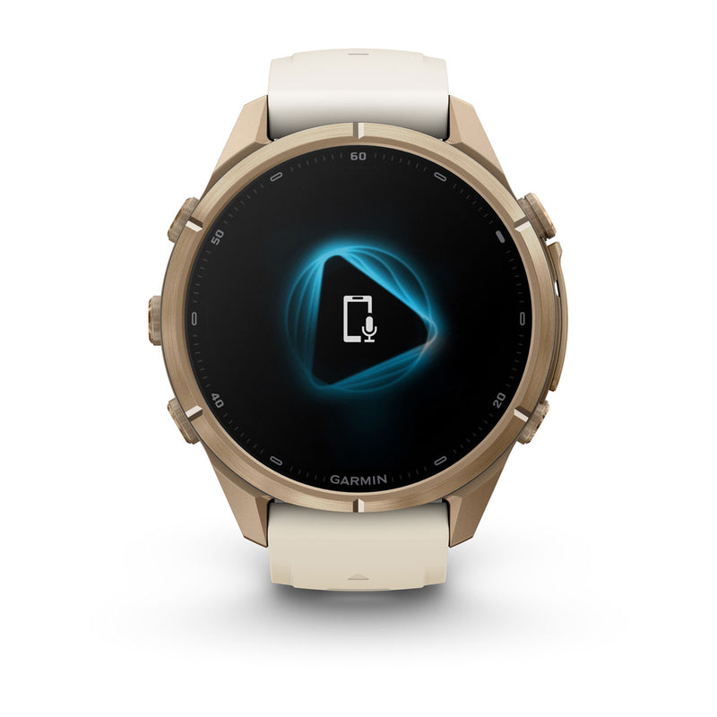 Garmin fēnix 9 Pro – inReach®, 43 mm, Tytanowy w kolorze Autumn Gold z silikonowym paskiem w kolorze Cream / French Gray