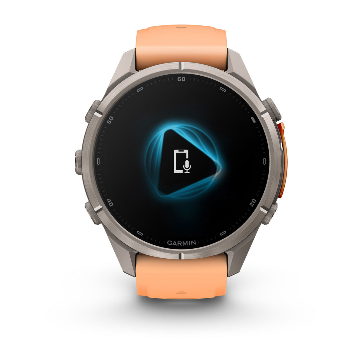 Garmin fēnix 9 Pro – inReach®, 43 mm, Tytanowy z silikonowym paskiem w kolorze Shell Pink / Autumn Orange