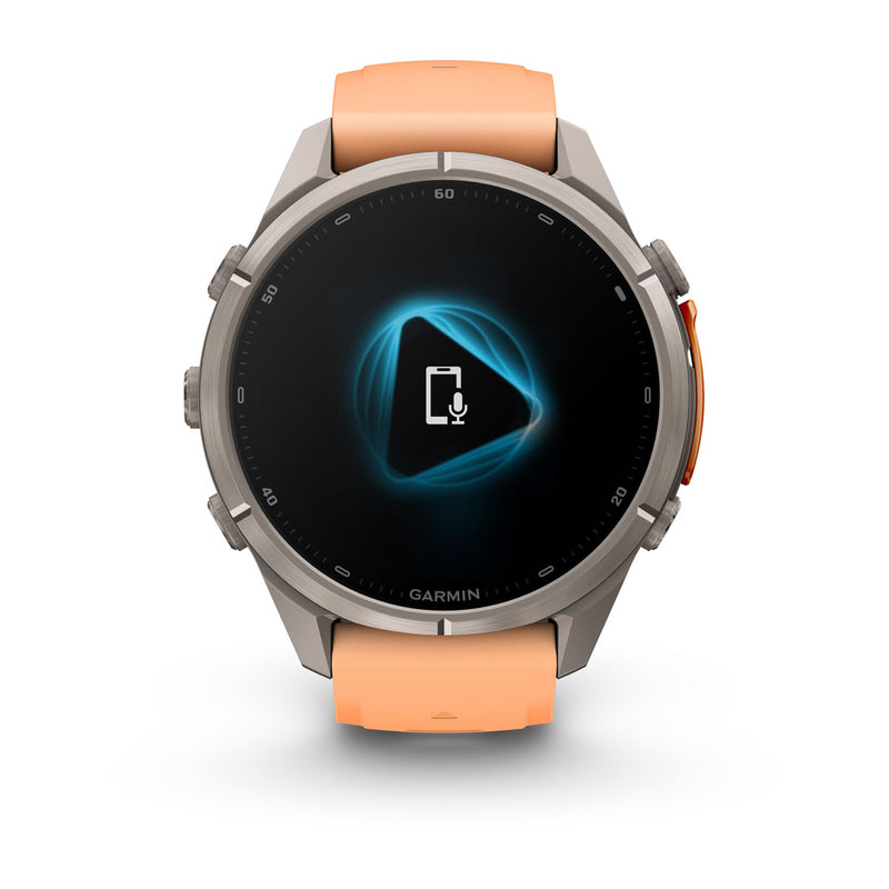 Garmin fēnix 9 Pro – inReach®, 43 mm, Tytanowy z silikonowym paskiem w kolorze Shell Pink / Autumn Orange
