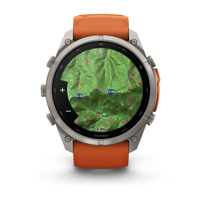 Garmin fēnix 9 Pro – inReach®, 51 mm, Tytanowy z silikonowym paskiem w kolorze Autumn Orange / Spark Orange