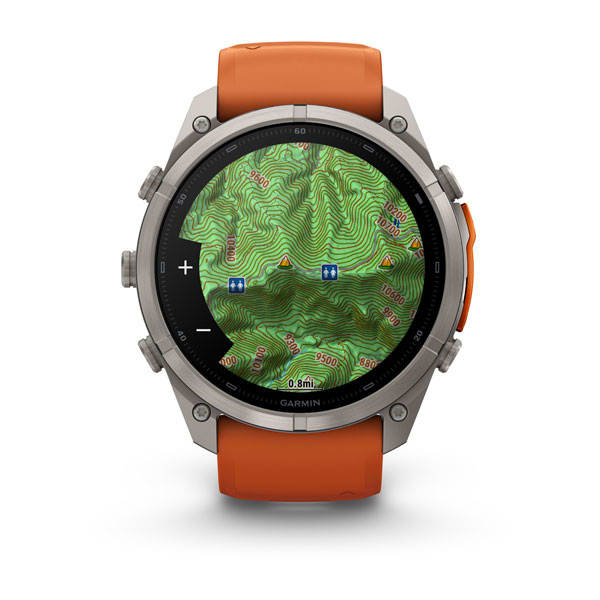 Garmin fēnix 9 Pro – inReach®, 51 mm, Tytanowy z silikonowym paskiem w kolorze Autumn Orange / Spark Orange