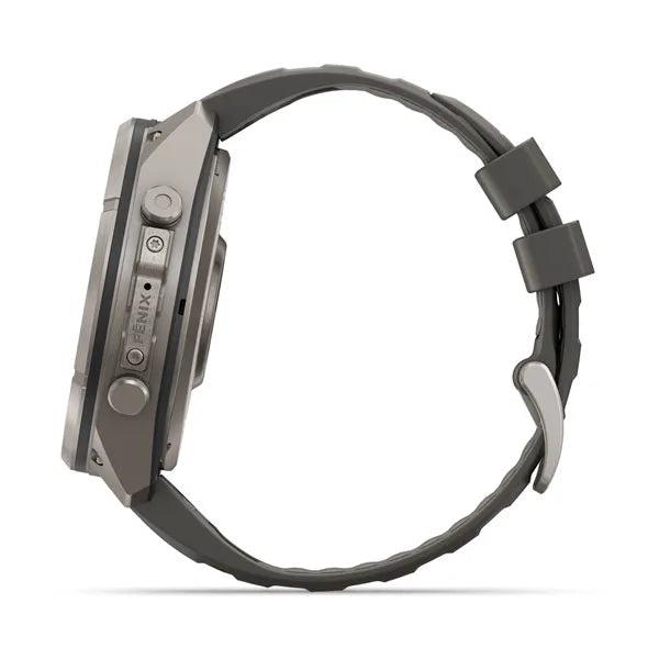 Garmin fēnix 9 Pro Solar– inReach®, 51 mm, Tytanowy z silikonowym paskiem w kolorze Pebble Gray