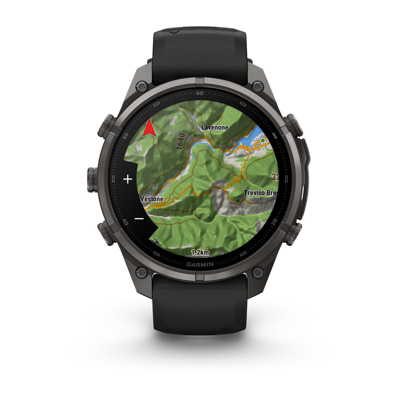 Garmin fēnix® 9 Pro – smartwatch, 47 mm, Tytanowy w kolorze Carbon Gray z powłoką (DLC) z silikonowym paskiem w kolorze Black / Pebble Gray