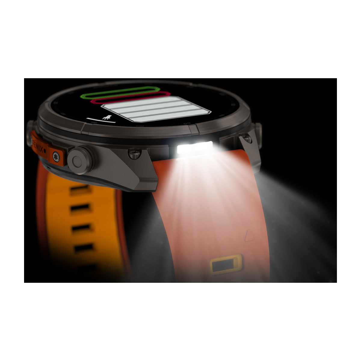 Garmin fēnix 9 Pro – inReach®, 47 mm, Tytanowy z silikonowym paskiem w kolorze Autumn Orange / Spark Orange
