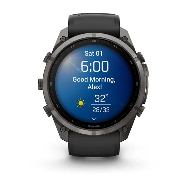 Garmin fēnix 9 Pro – smartwatch, 51 mm, Tytanowy w kolorze Carbon Gray z powłoką (DLC) z silikonowym paskiem w kolorze Black / Pebble Gray