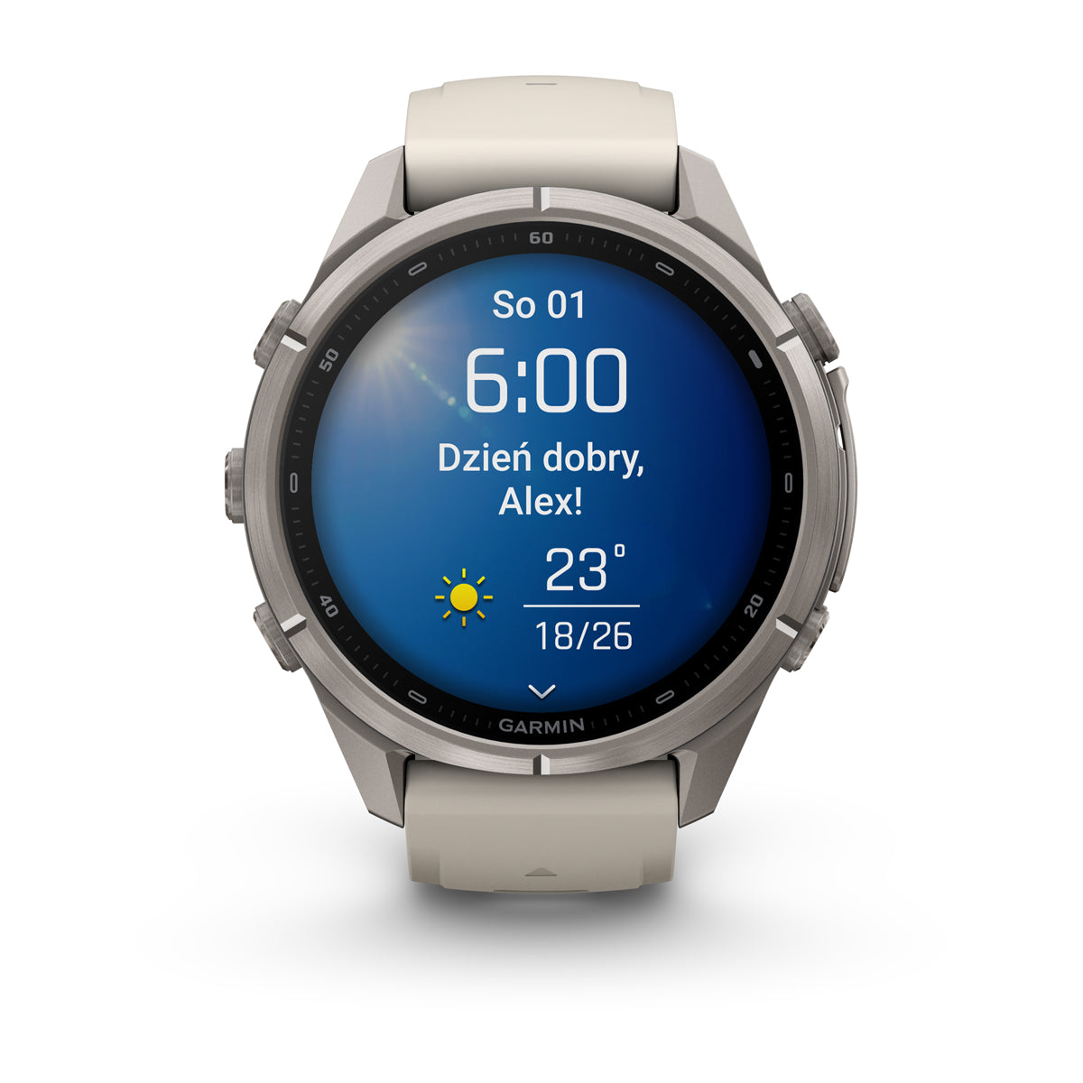 Garmin fēnix® 9 Pro – smartwatch, 43 mm, Tytanowy z silikonowym paskiem w kolorze Fog Gray / Dark Sandstone