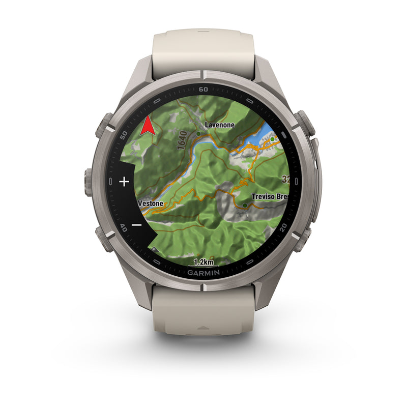 Garmin fēnix 9 Pro – inReach®, 43 mm, Tytanowy z silikonowym paskiem w kolorze Fog Gray / Dark Sandstone
