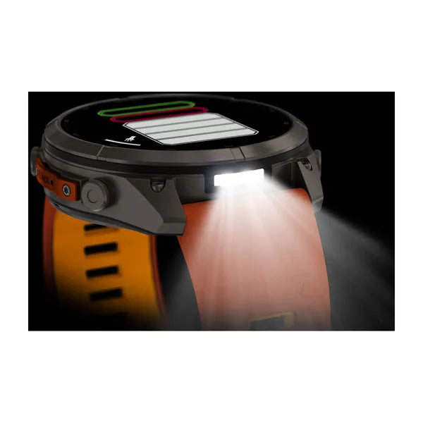 Garmin fēnix 9 Pro – inReach®, 51 mm, Tytanowy z silikonowym paskiem w kolorze Autumn Orange / Spark Orange