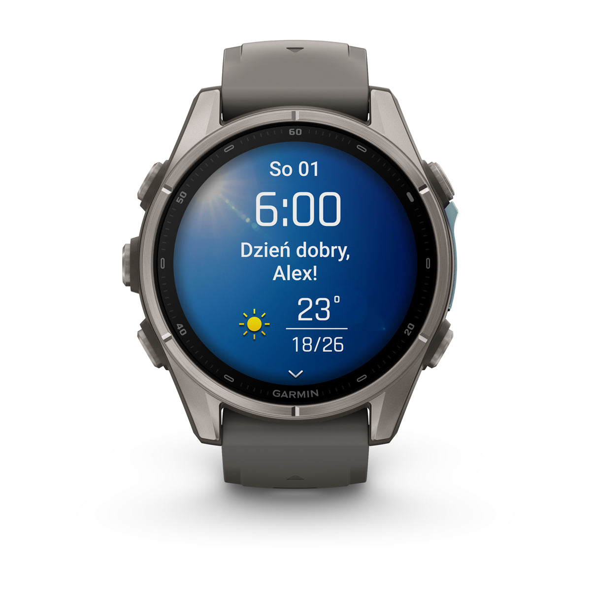 Garmin fēnix 9 – smartwatch, 43 mm, Tytanowy z silikonowym paskiem w kolorze Pebble Gray