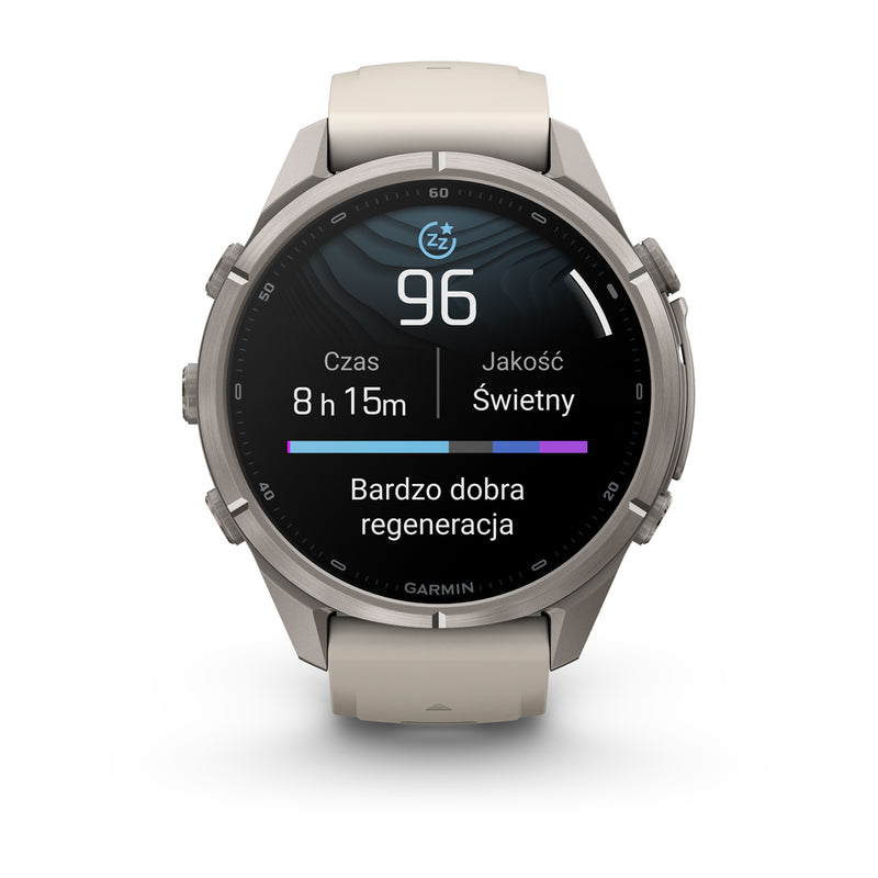 Garmin fēnix® 9 Pro – smartwatch, 43 mm, Tytanowy z silikonowym paskiem w kolorze Fog Gray / Dark Sandstone