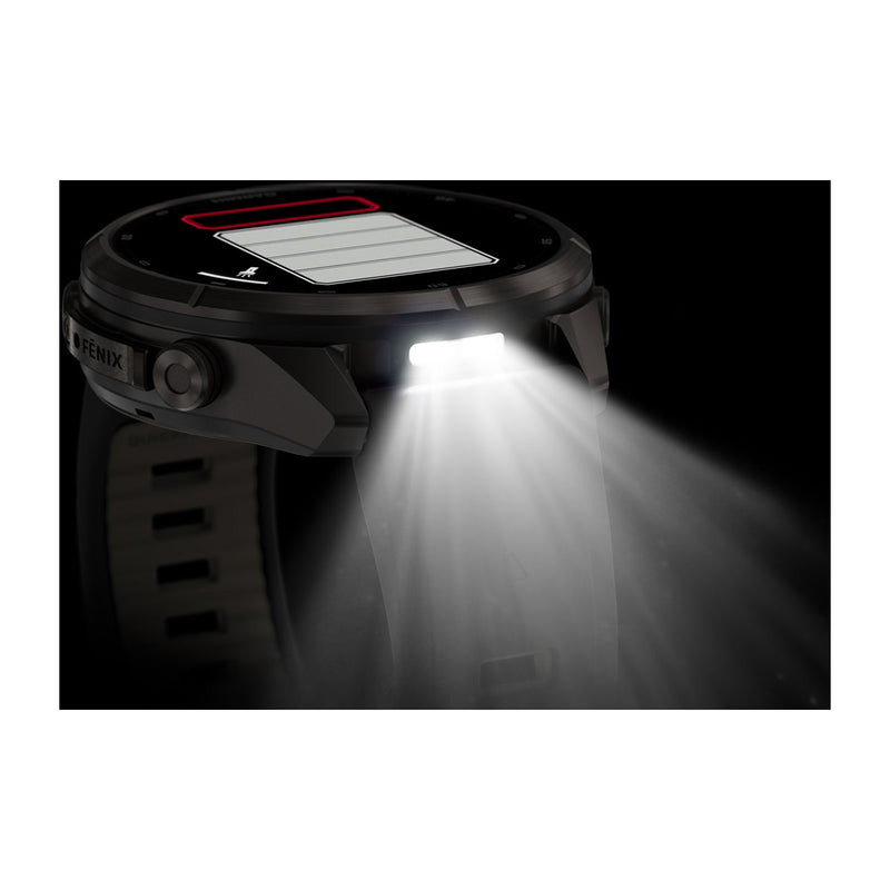 Garmin fēnix 9 Pro – inReach®, 43 mm, Tytanowy w kolorze Carbon Gray z powłoką (DLC) z silikonowym paskiem w kolorze Black / Pebble Gray