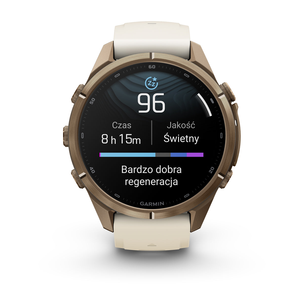 Garmin fēnix® 9 Pro – smartwatch, 43 mm, Tytanowy w kolorze Autumn Gold z silikonowym paskiem w kolorze Cream / French Gray