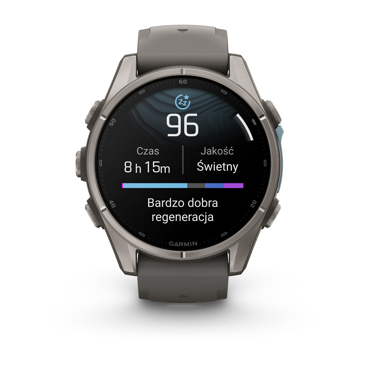 Garmin fēnix 9 – smartwatch, 43 mm, Tytanowy z silikonowym paskiem w kolorze Pebble Gray