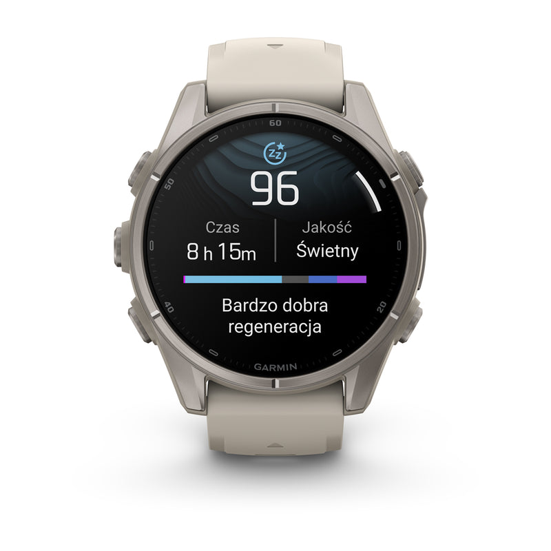 Garmin fēnix 9 – smartwatch, 43 mm, Tytanowy z silikonowym paskiem w kolorze French Gray