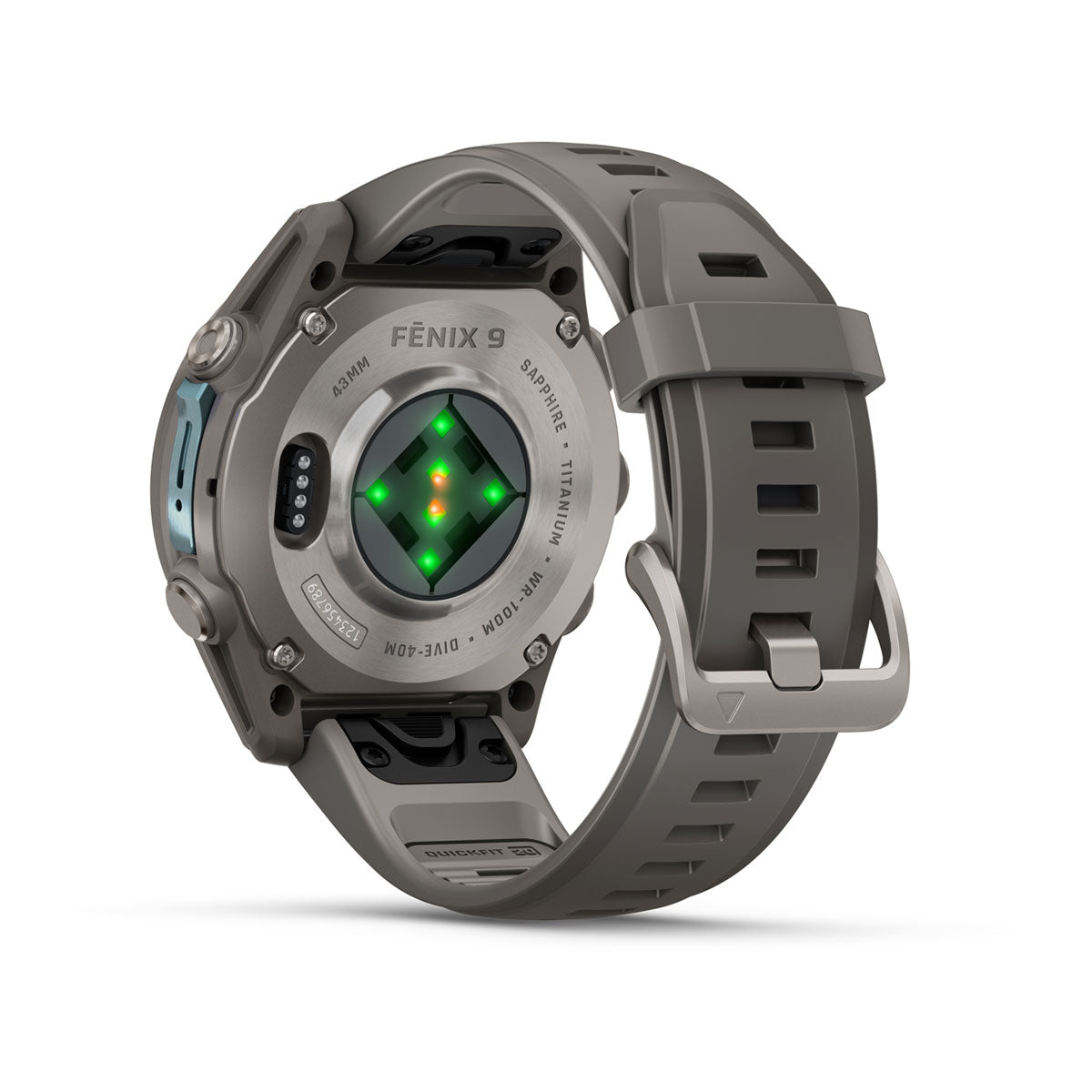 Garmin fēnix 9 – smartwatch, 43 mm, Tytanowy z silikonowym paskiem w kolorze Pebble Gray