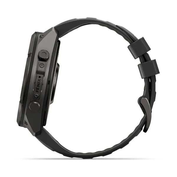 Garmin fēnix 9 Pro – smartwatch, 51 mm, Tytanowy w kolorze Carbon Gray z powłoką (DLC) z silikonowym paskiem w kolorze Black / Pebble Gray