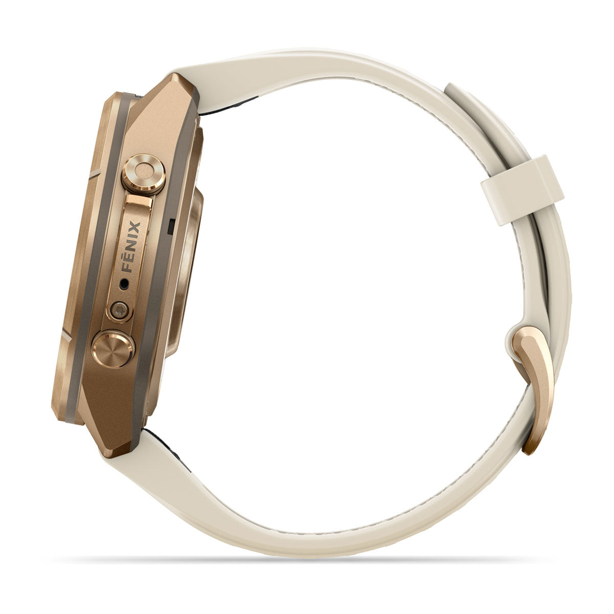 Garmin fēnix® 9 Pro – smartwatch, 43 mm, Tytanowy w kolorze Autumn Gold z silikonowym paskiem w kolorze Cream / French Gray