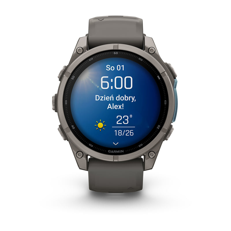 Garmin fēnix 9 – smartwatch, 51 mm, Tytanowy z silikonowym paskiem w kolorze Pebble Gray