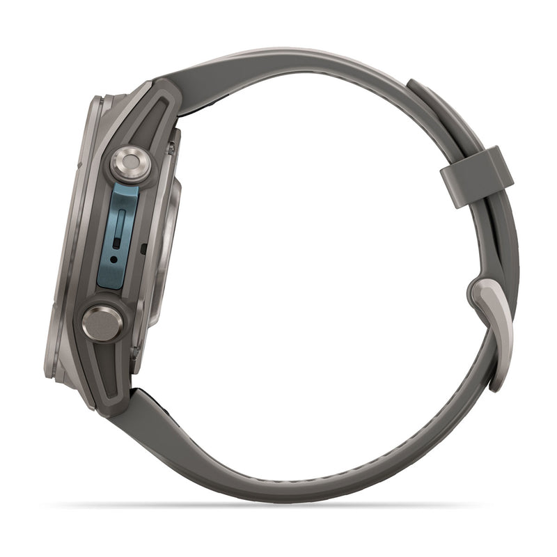 Garmin fēnix 9 – smartwatch, 43 mm, Tytanowy z silikonowym paskiem w kolorze Pebble Gray