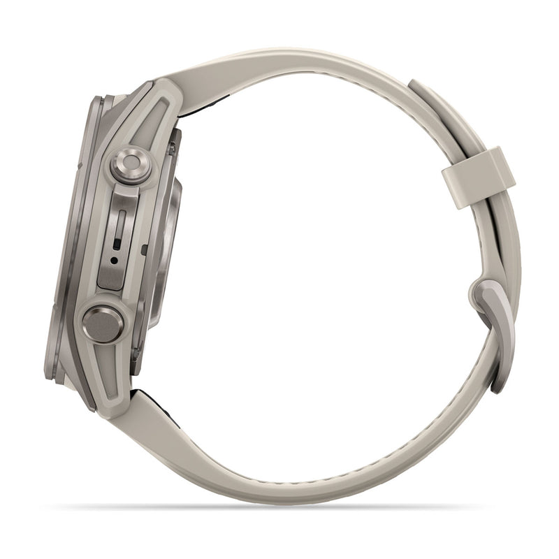 Garmin fēnix 9 – smartwatch, 43 mm, Tytanowy z silikonowym paskiem w kolorze French Gray