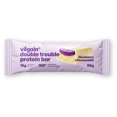 Vilgain Double Trouble Protein Bar – Baton proteinowy, 55 g, Sernik jagodowy