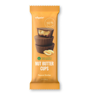 Vilgain Nut Butter Cups BIO – Czekoladki z masłem orzechowym, 39 g (3 x 13 g), Masło orzechowe
